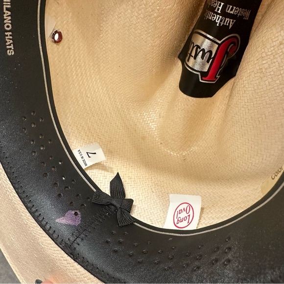 Justin straw cowboy hat western cowgirl red black tan 7 long oval 6X regal Toyo - Picture 7 of 16